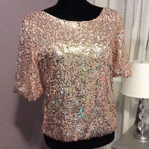 Peach sequined crew